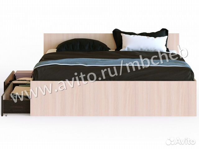 Кровать с матрасом 140х200 Милена с ящиками