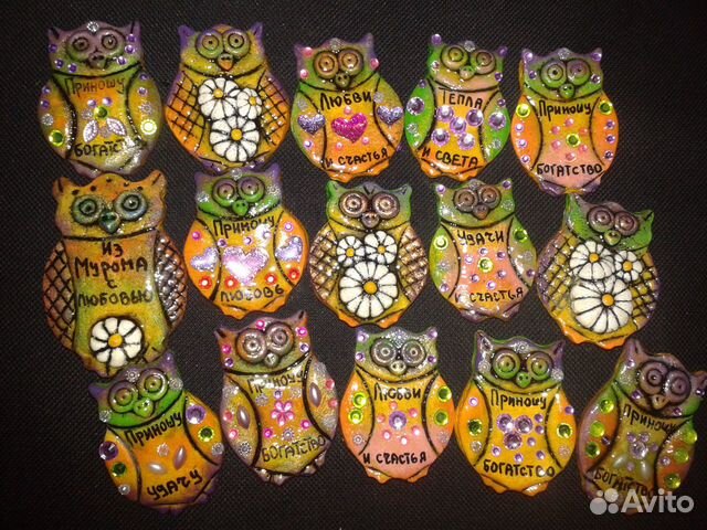 Совы и совята - магниты на холодильник