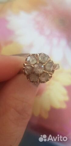 Старинное золотое кольцо с алмазами