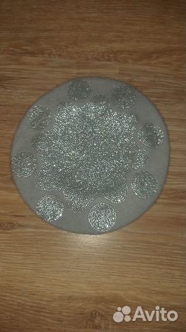 Красивый качественный берет серо-голубого цвета