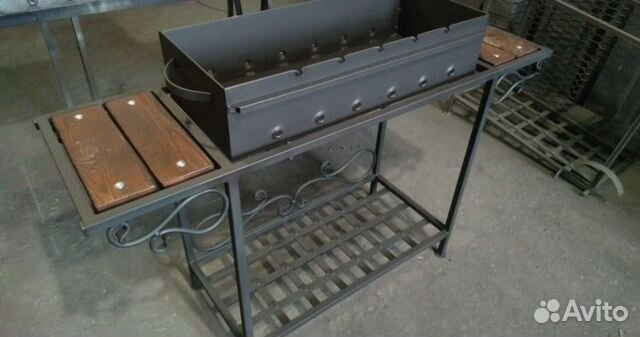 Мангал сталь 4 мм с полками из дерева