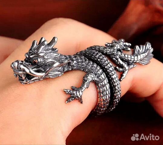 Кольцо Дракон Оригинальное Серебряного Цвета Новое