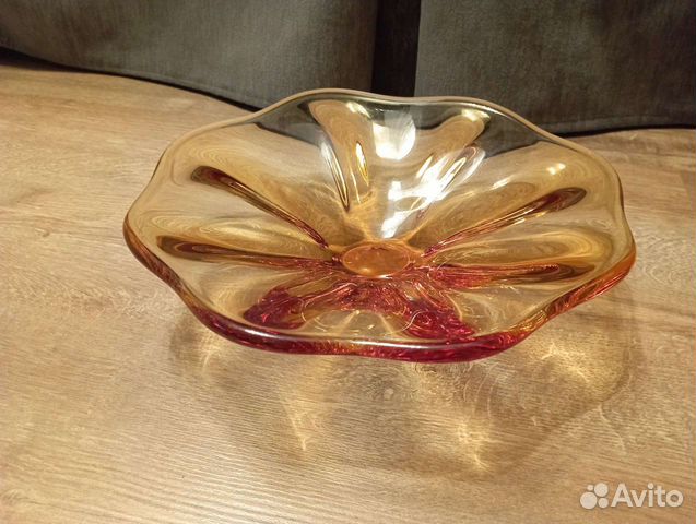 Винтаж, Чехословакия. Фруктовница, гутное стекло
