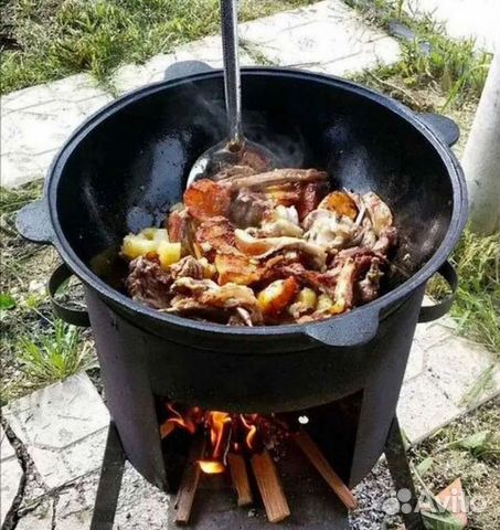 Казан чугунный 22 литра с алюминиевой крышкой