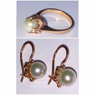 Винтаж кольцо эпохи СССР. Редкий жемчуг, золото