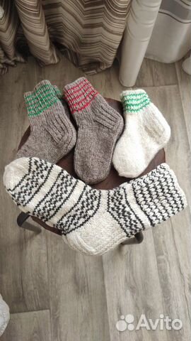 Шерстяные носки ручной вязки