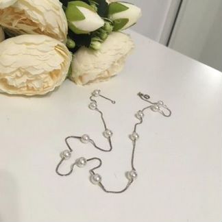 Серебряное колье-чокер с жемчужинами