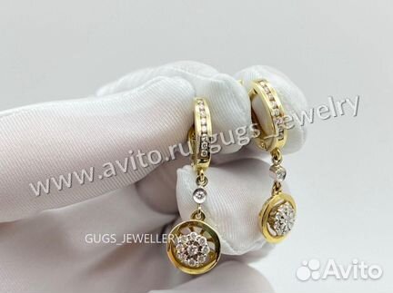 Золотые серьги с бриллиантами Tiffany
