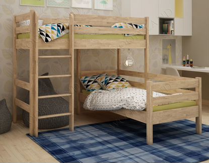 Кровать 2-х ярусн детск/подростк из массива дуба