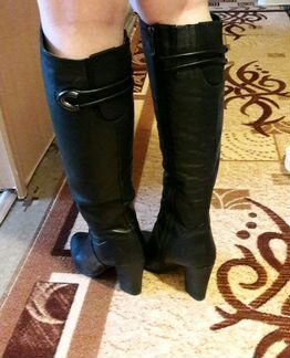 Кожаные зимние сапоги