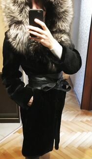 Шуба из бобра с чернобуркой