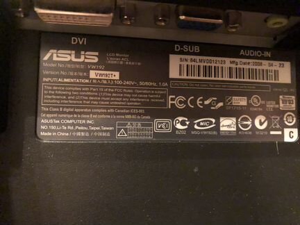 Монитор asus размер 19’