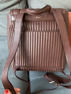 Бордовый кожаный рюкзак dkny