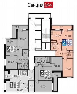 2-к квартира, 68.1 м², 18/18 эт.