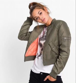 Куртка бомбер (оливковый) bonprix, р.52(EUR 46)