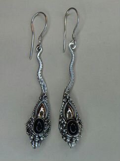 Серебро 925 пробы,Комплект с Обсидианом и Золотом