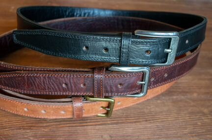 Ремень Мужской Бычья Кожа с прострочкой Толстый