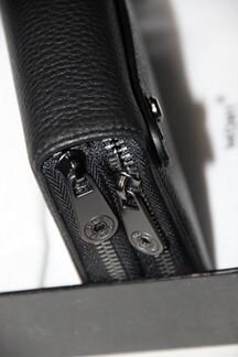 Мужской кожаный клатч Montblanc new black 05 2х