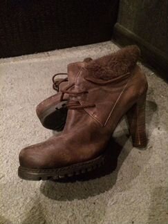 Кожаные ботильоны тёплые