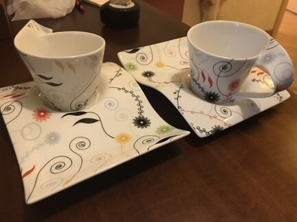 Десертная пара блюдце+чашка фарфор в коробке