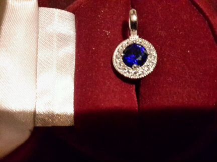 Серьги шпинель синяя,фианит-серебро 925,1994г,новы