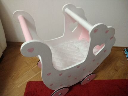 Коляска для кукол деревянная Детская игрушечная