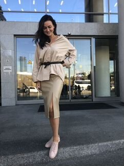 Кожаная юбка карандаш