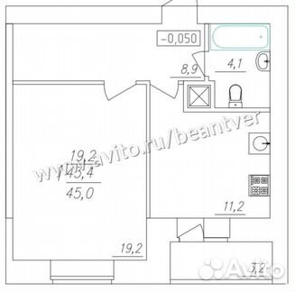 1-к квартира, 45 м², 5/10 эт.
