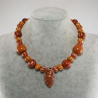 Арома Бусы Аромакулон Красно-рыжие керамические