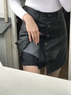Кожаная юбка с пуговицами (натуральная кожа)