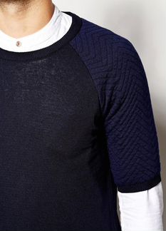 Трикотажная футболка со стегаными рукавами ASOS