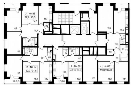 4-к квартира, 110.2 м², 23/25 эт.