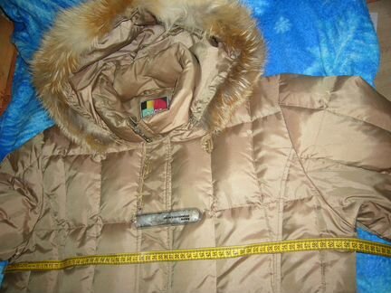 Пуховик натуральный пух, бронза, 3XL -54-52 120см