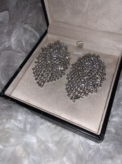 Серебряные серьги из страз кристаллов