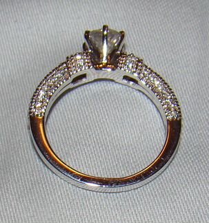 Кольцо белое золото 14K, бриллианты TCW -1.10