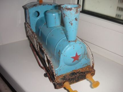 Паровоз СССР, заводной, жесть, клеймо