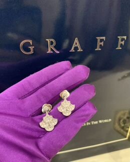 Золотые серьги Graff 2 ct 6.2 гр