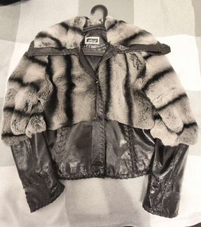 Куртка кожаная меховая шиншилла
