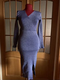 Платье голубое с переливом блёсток