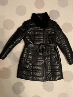 Удлиненная кожанная куртка