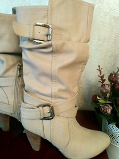 Сапоги женские, д/сезонные, кожа, б/у