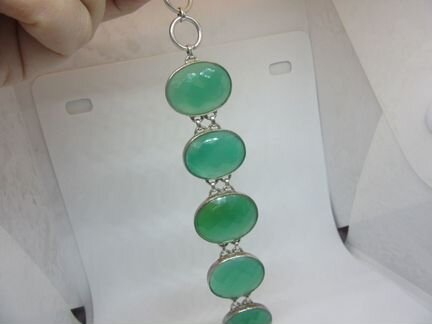 Серебряный браслет с хризопразом