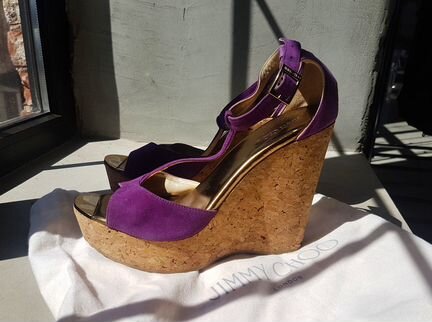 Босоножки Jimmy Choo на пробковой танкетке, 40 р-р