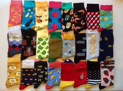 Носки яркие, цветные, с надписями, с принтом