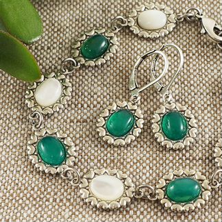 Комплект Агат и Перламутр (браслет + серьги)