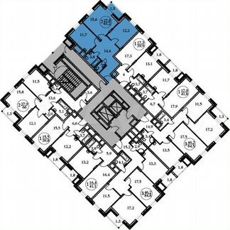 2-к квартира, 61.2 м², 3/17 эт.