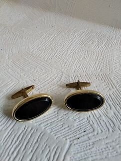 Запонки с агатом, винтаж, Германия