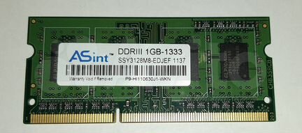 Оперативная память ASint DDR3 1333 мгц SO-dimm 1Gb