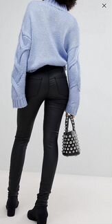 Джинсы скинни отделка под кожу xs